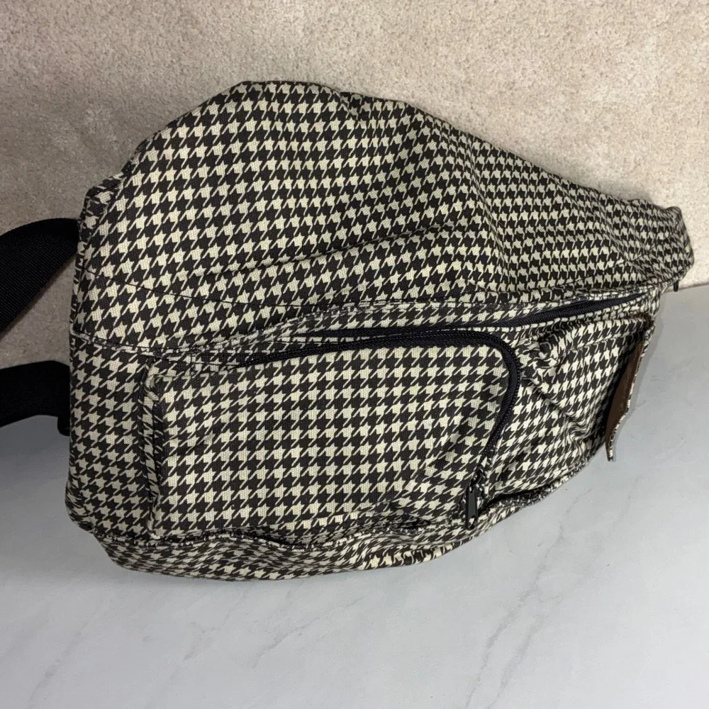 KAVU Black Houndstooth Rope Bag - OS - Sling Backpack Outdoor Gorpcore Preppy